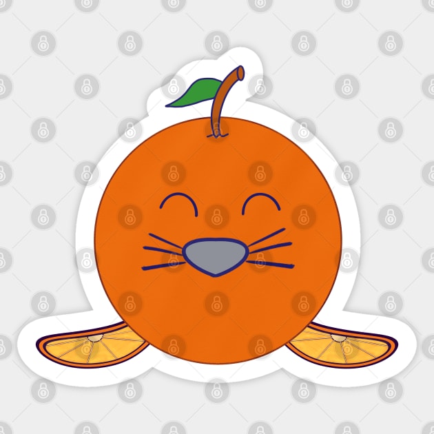 Kawaii Cute Orange Baby Seal Sticker by vystudio